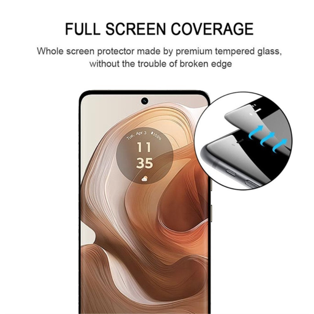 Motorola Edge 50 Ultra Full Fit Skjermbeskyttelsesglass - Gjennomsiktig / Svart Kant