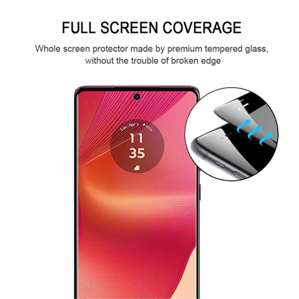 Motorola Edge 50 Fusion Full Fit Skjermbeskyttelsesglass - Gjennomsiktig / Svart Kant