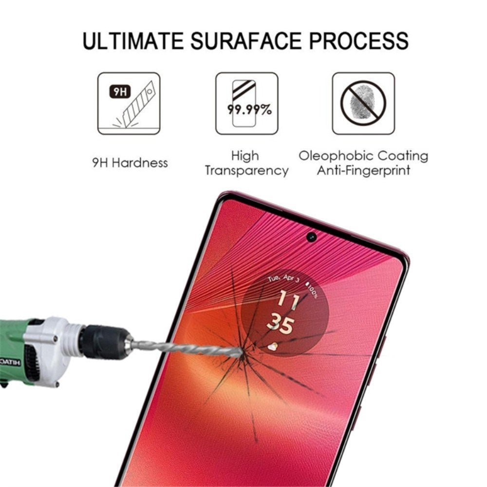 Motorola Edge 50 Fusion Full Fit Skjermbeskyttelsesglass - Gjennomsiktig / Svart Kant