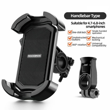 Mobiltelefonholder for Sykkel (Maks. Mobil: 170 mm) - Sykkelstyre - Svart