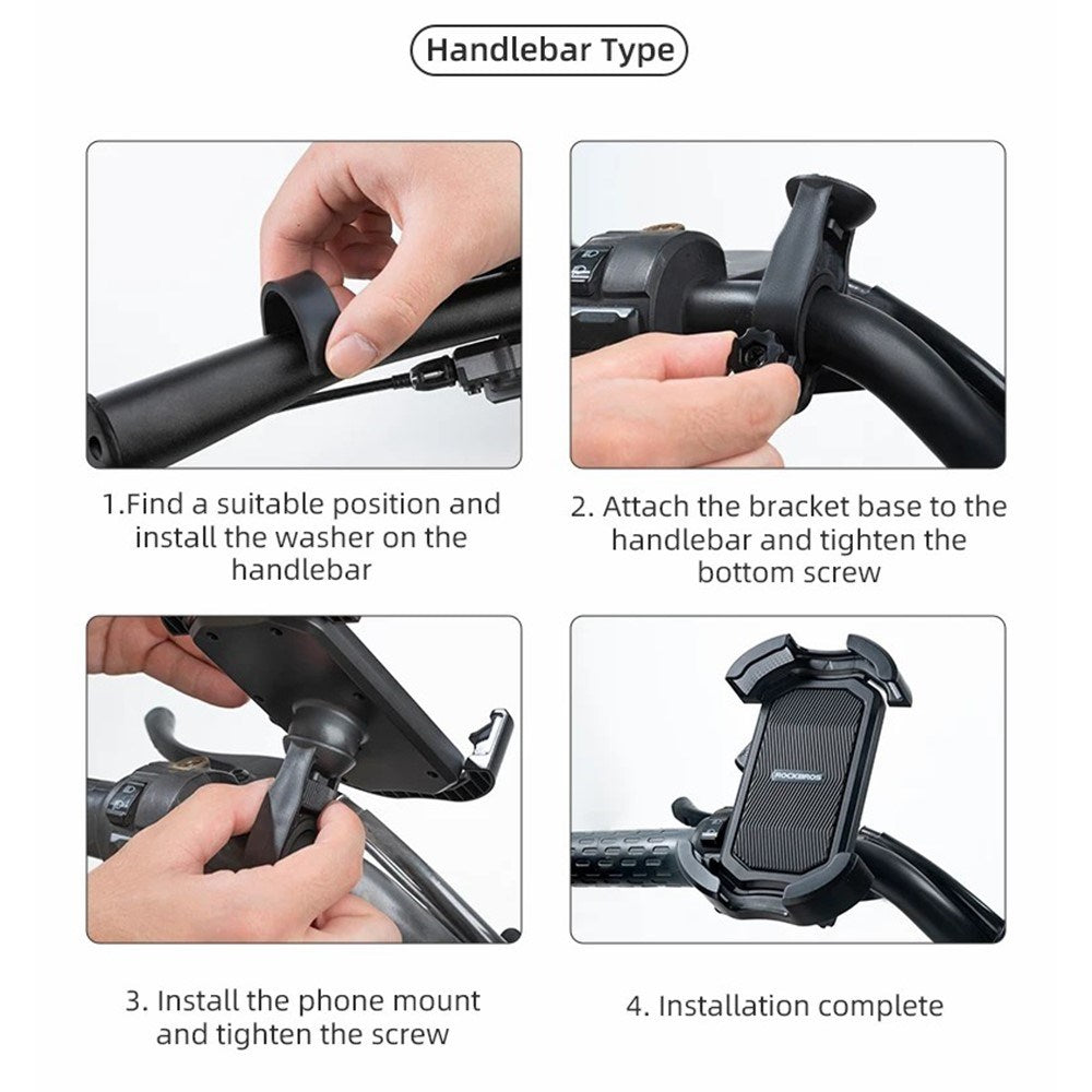 Mobiltelefonholder for Sykkel (Maks. Mobil: 170 mm) - Sykkelstyre - Svart
