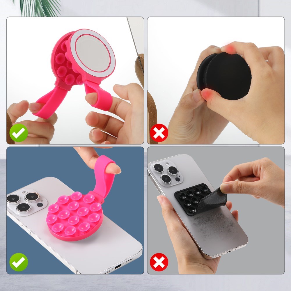 Silikon Sugekopp Mobilholder med Rem - MagSafe Kompatibel - Pink