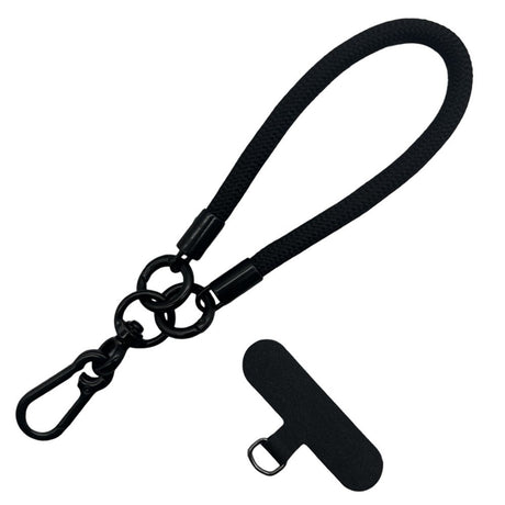 Flettet Polyester Håndleddsstropp - inkl. Innleggsplate - 30cm - Svart