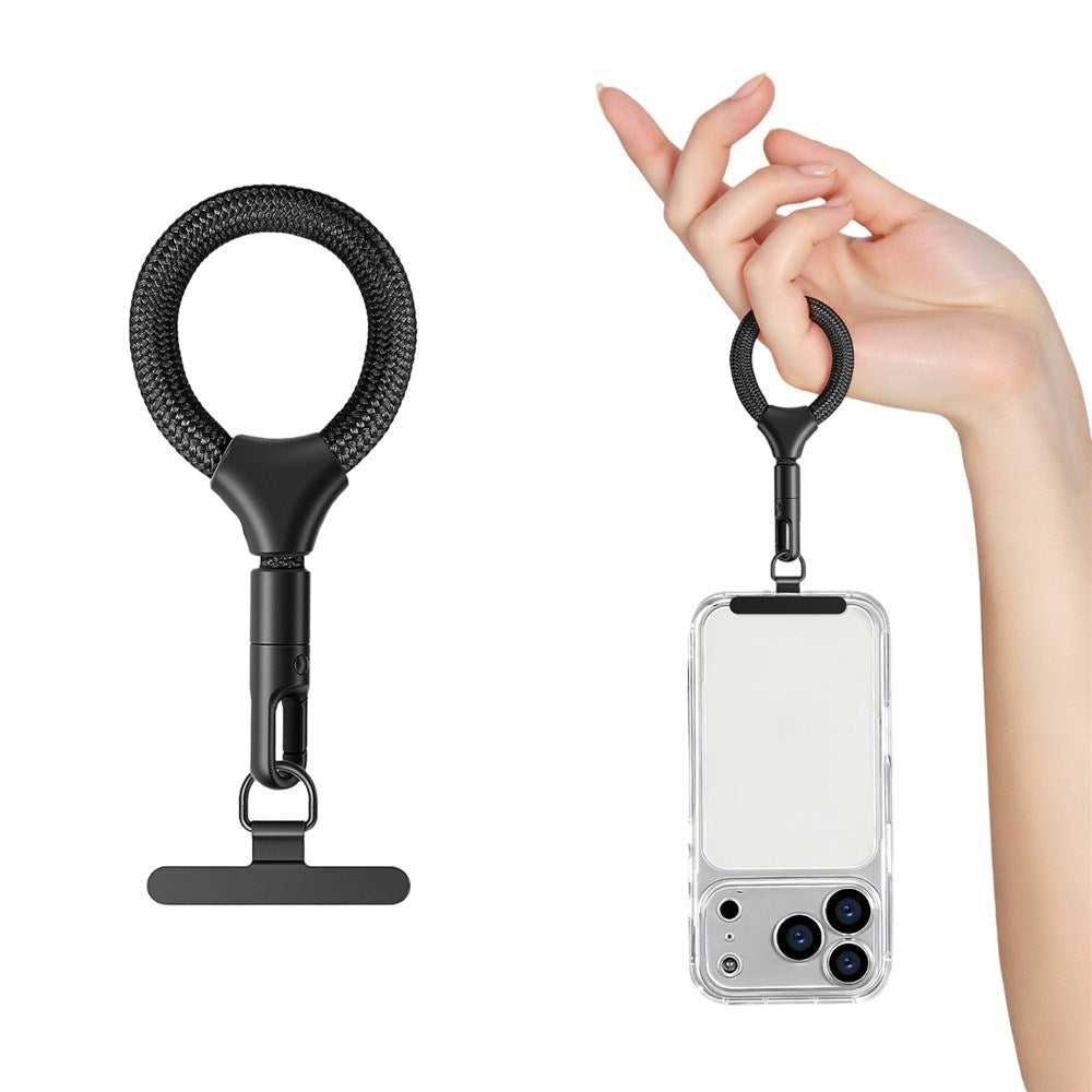 Polyester Fingerstropp til Mobil - 10cm - Svart