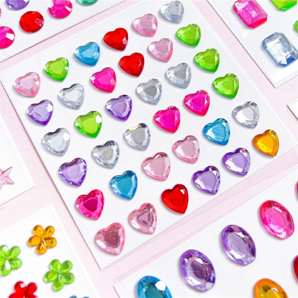Flerfargede Selvklebende Krystall 3D Stickers - 36 stk - Firkantede