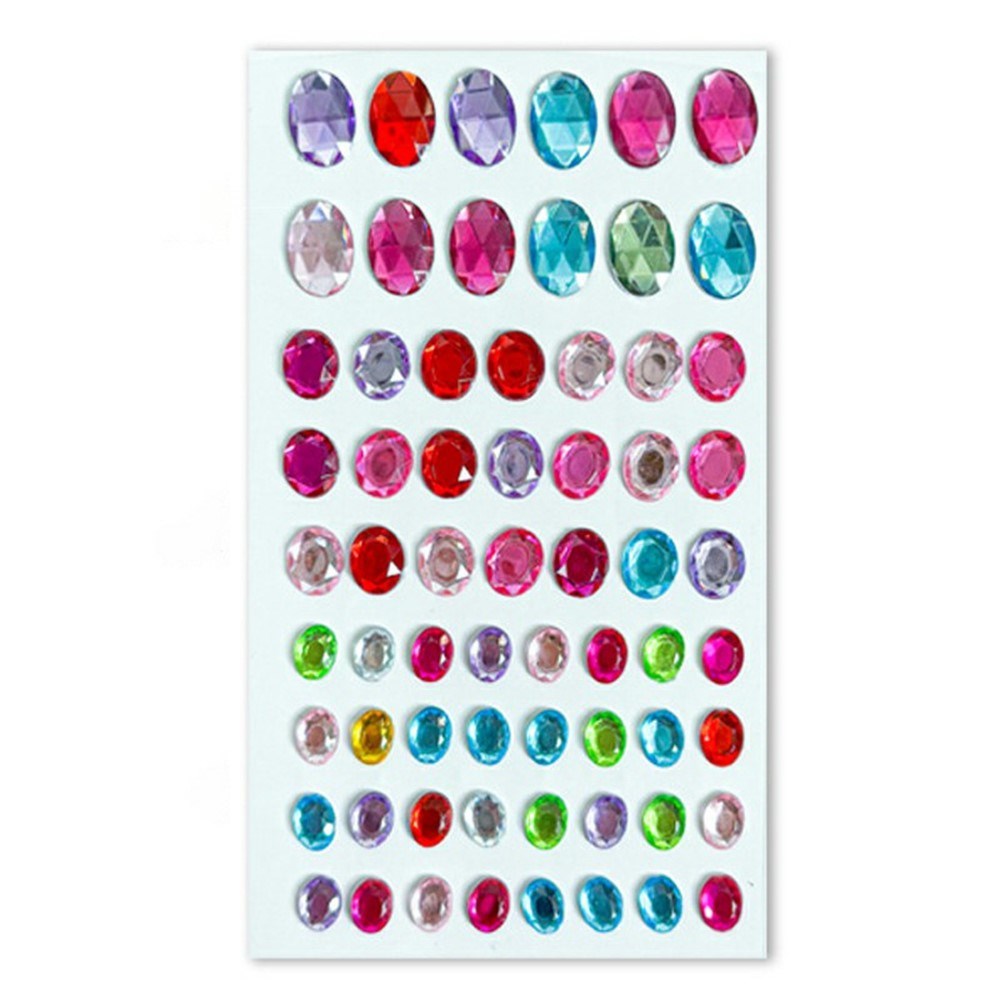 Flerfargede Selvklebende Krystall 3D Stickers - 65 stk - Ovale