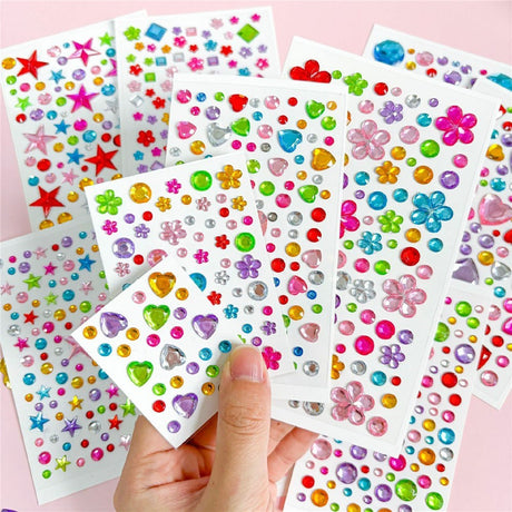Flerfargede Selvklebende Krystall 3D Stickers for Mobil - 65 stk - Dråper