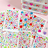 Flerfargede Selvklebende Krystall 3D Stickers - 88 stk - Hjerter