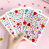 Flerfargede Selvklebende Krystall 3D Stickers - 88 stk - Blomster