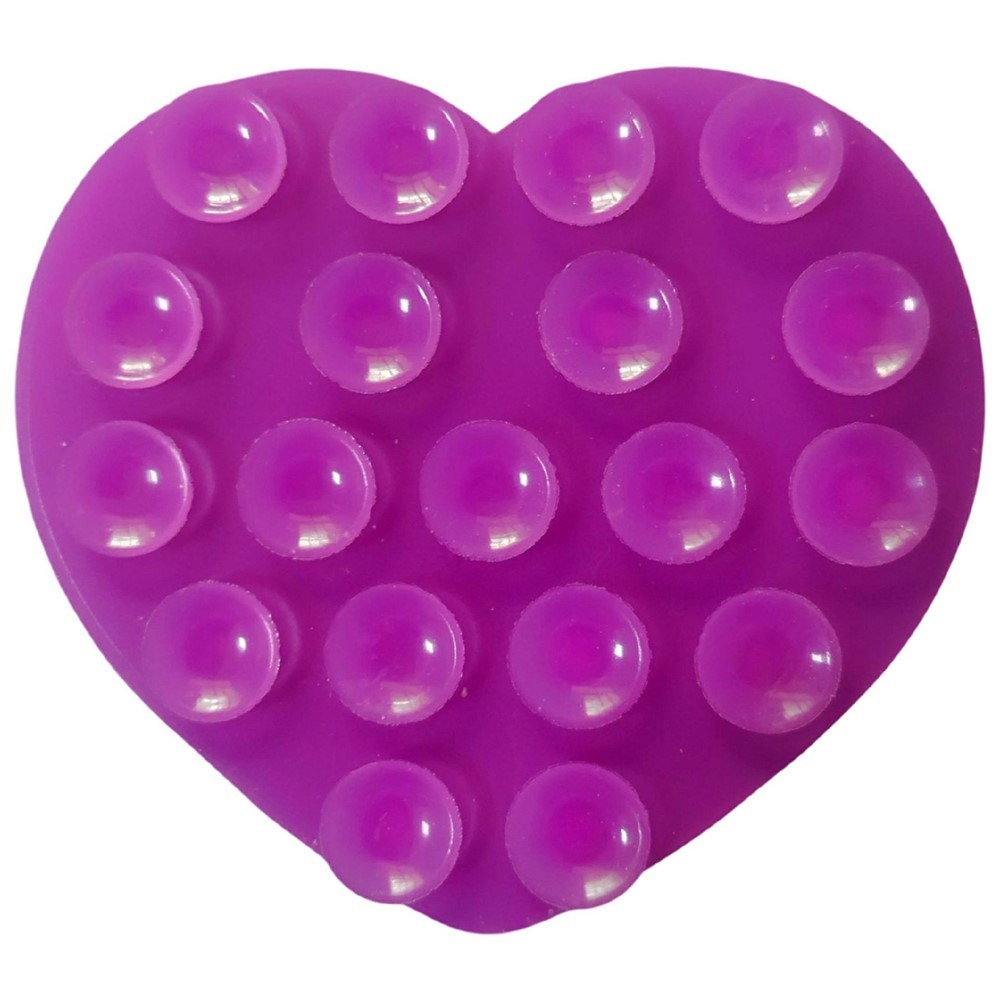 Hjerteformet Silikon Sugekopp Mobiltelefonholder - Lilla