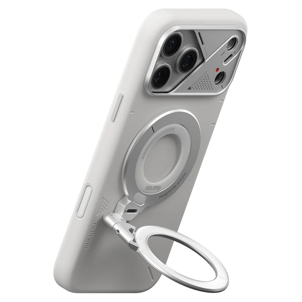 AULUMU 2-i-1 Magnetisk Fingerring / Mobilstativ - 360° Roterbar - MagSafe Kompatibel - Sølv