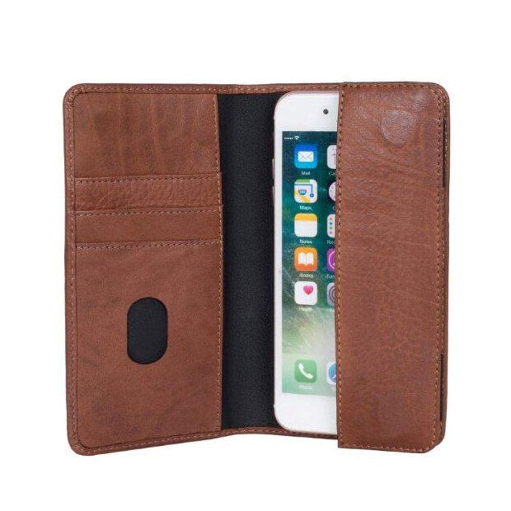 Buffalo Wallet Ekte Skinn Universal Etui med Lommebok (Maks. Mobilitet: 160 x 75 mm) - Brun