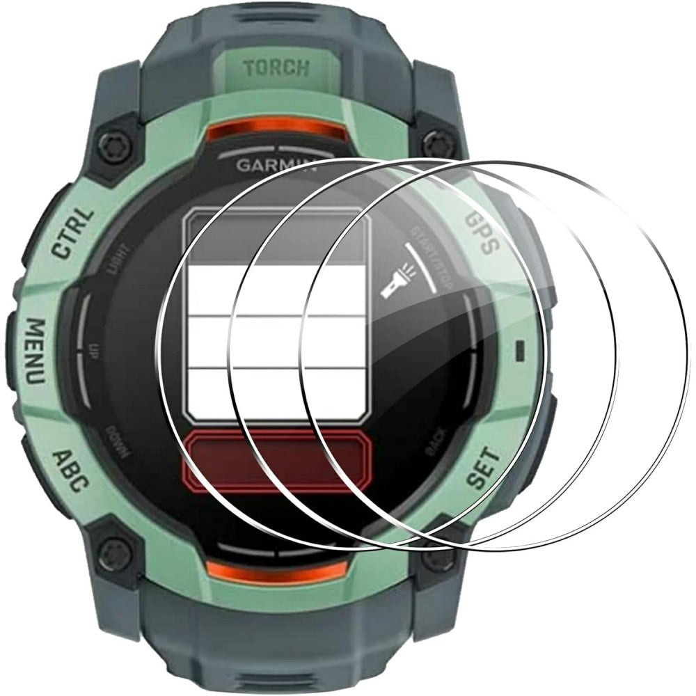 Garmin Instinct 3 Solar (50mm) Herdet Beskyttelsesglass - 3 stk - Gjennomsiktig