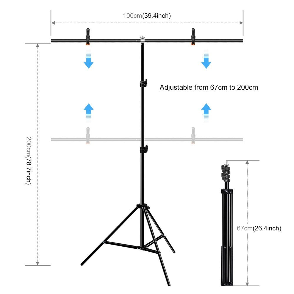 Fotobakgrunn med T-Stativ & Tilbehør - 1 x 2 m - Grønn