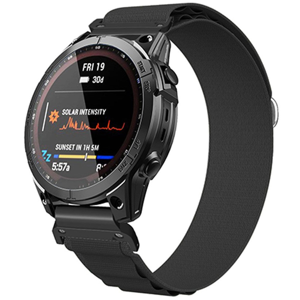 Universal Garmin 22mm QuickFit EIDERWOOD Nylon Remm - Svart