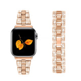 Apple Watch (42/44/SE/45/46/49mm)  Metal Klokkerem med Rhinsten - Rosa Gull