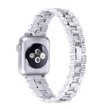 Apple Watch (42/44/SE/45/46/49mm)  Metal Klokkerem med Rhinsten - Sølv