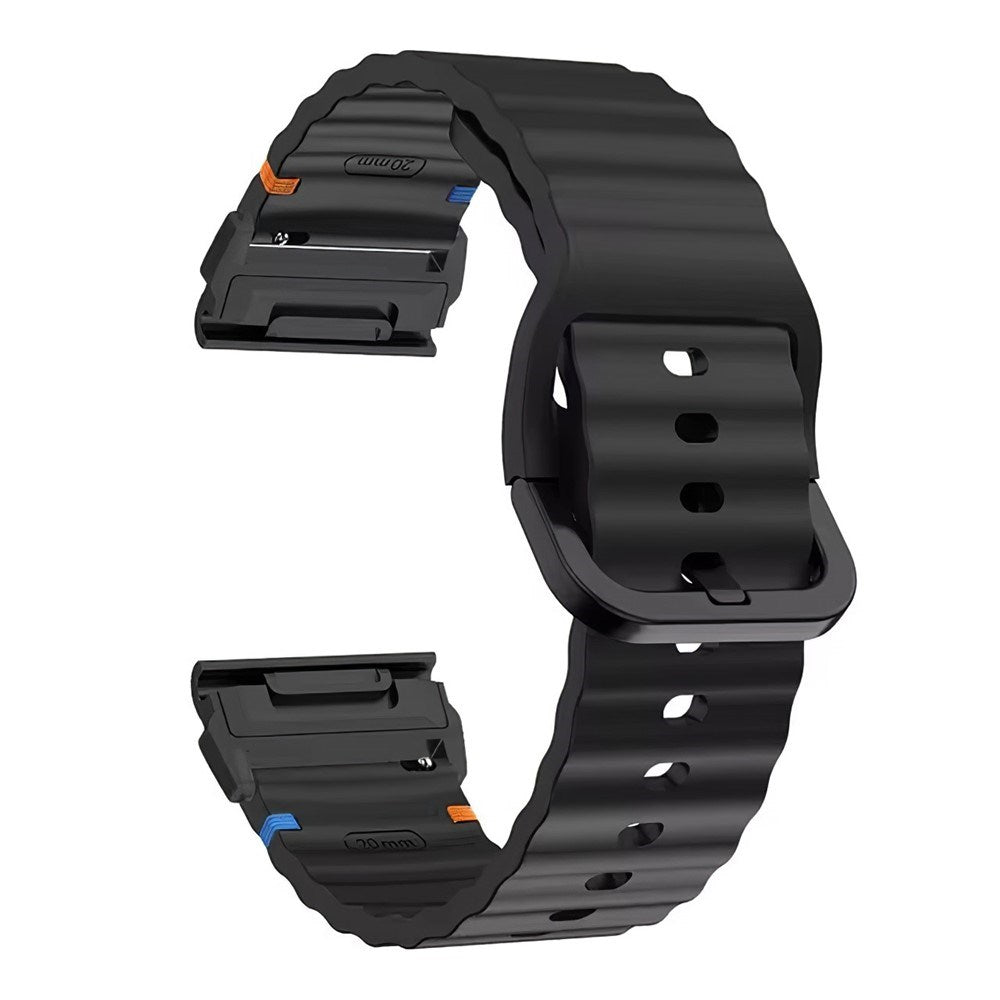 Universal Garmin 26mm QuickFit EIDERWOOD Wavy Silikon Reim - Svart