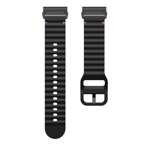 Universal Garmin 22mm QuickFit EIDERWOOD Wavy Silikon Reim - Svart