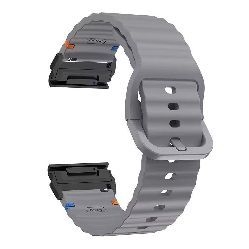 Universal Garmin 22mm QuickFit EIDERWOOD Wavy Silikon Reim - Mørkegrå