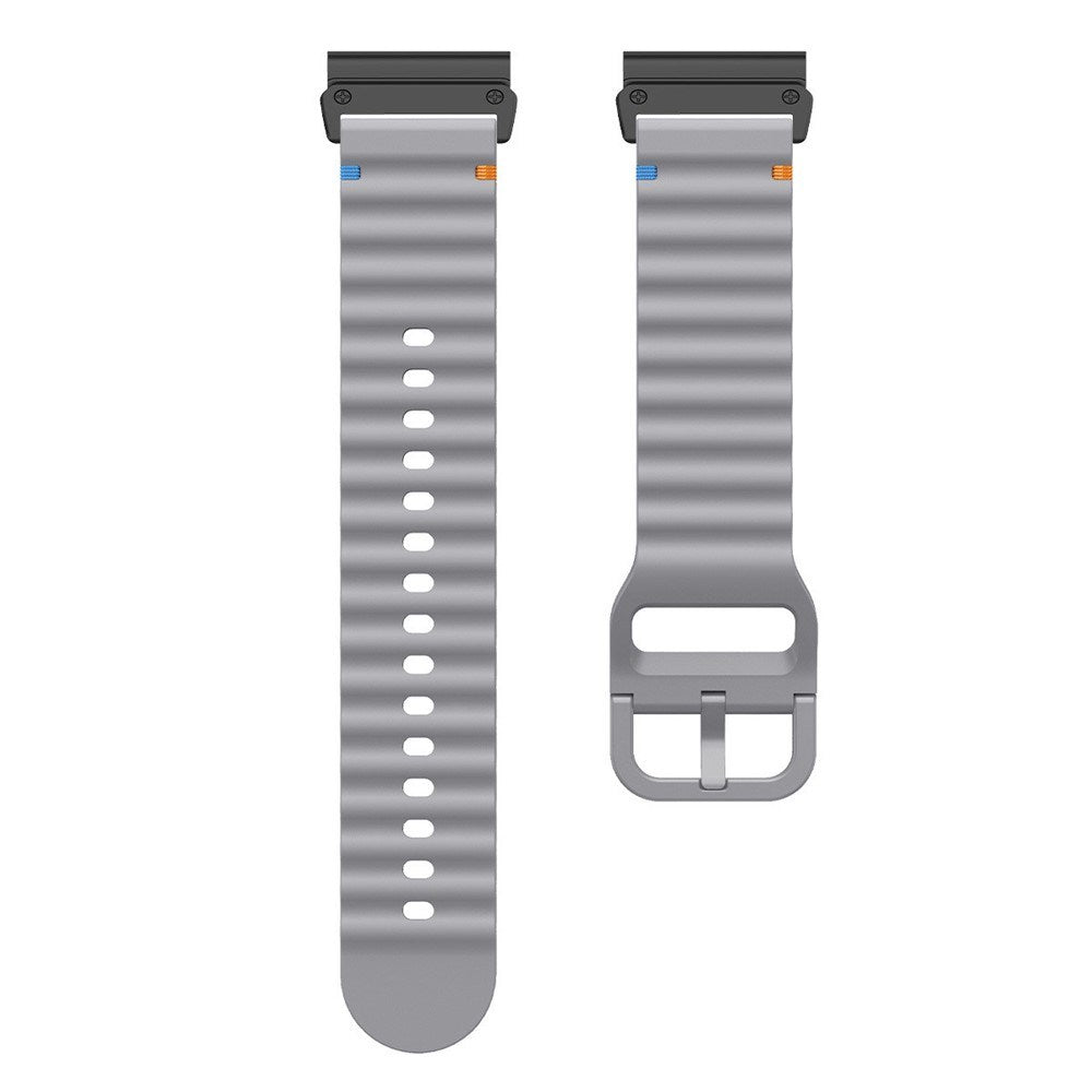 Universal Garmin 22mm QuickFit EIDERWOOD Wavy Silikon Reim - Mørkegrå