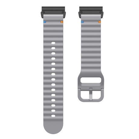 Universal Garmin 22mm QuickFit EIDERWOOD Wavy Silikon Reim - Mørkegrå