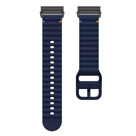 Universal Garmin 22mm QuickFit EIDERWOOD Wavy Silikon Reim - Blå