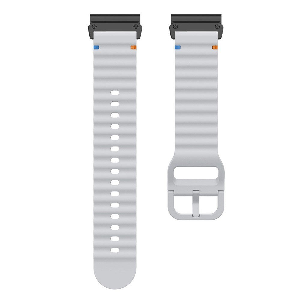 Universal Garmin 22mm QuickFit EIDERWOOD Wavy Silikon Reim - Grå
