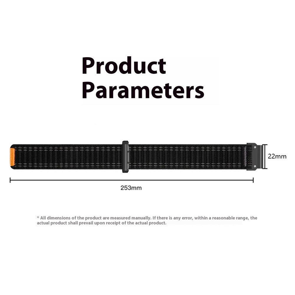 Universal Garmin 22mm QuickFit EIDERWOOD Nylon Loop Klokkereim - Svart