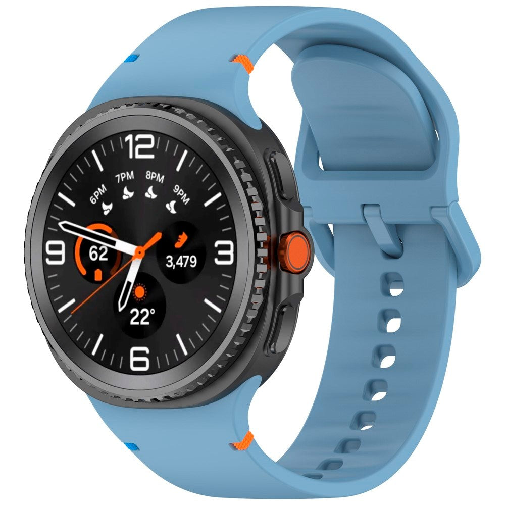 EIDERWOOD Samsung Galaxy Watch 8 / 8 Classic (40 / 44 / 46mm) Silikon Rem m. Søm - Blue
