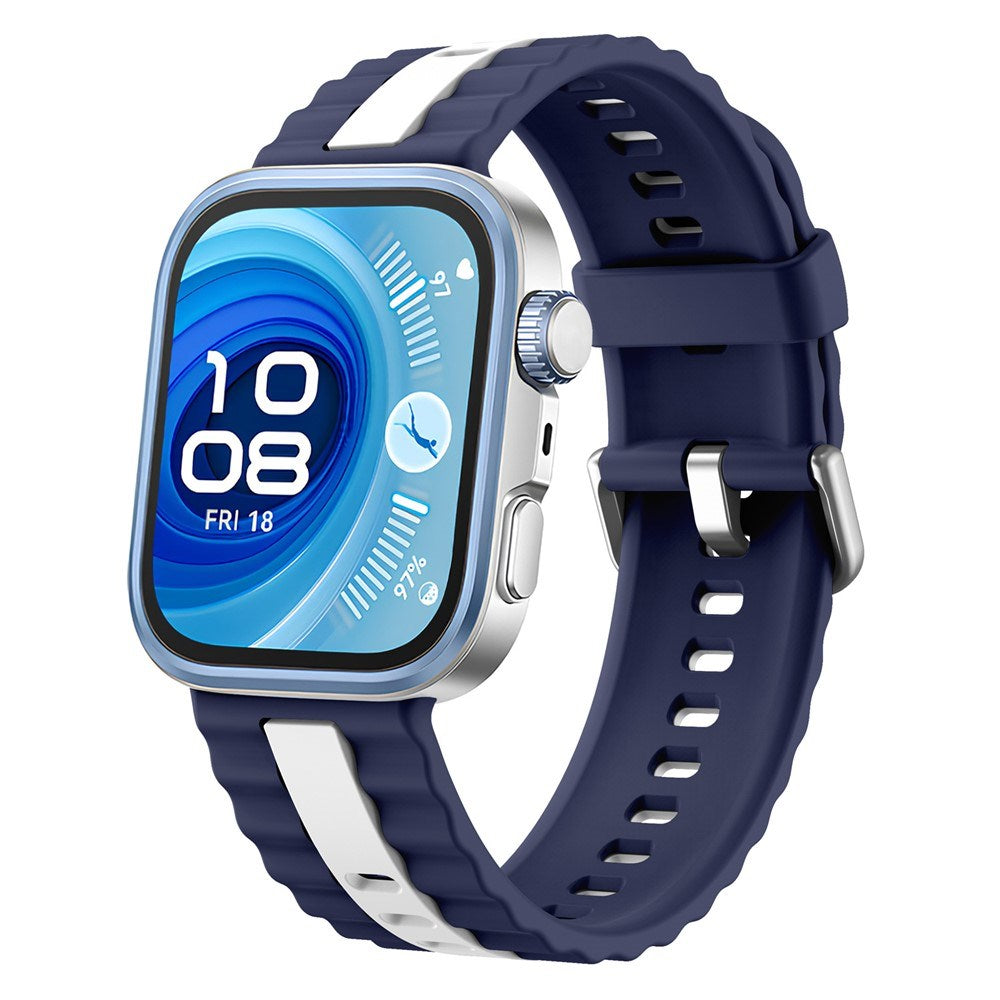 Huawei Watch Fit 5 Pro / 5 / 4 Pro / 4 / 3 EIDERWOOD Tofarget Silikon Rem - Blå / Hvit