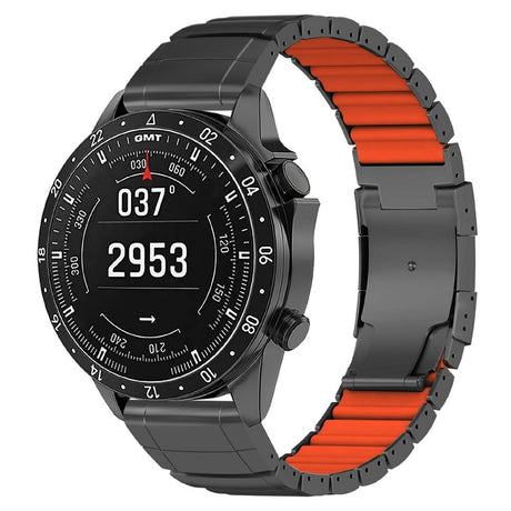 Universal Garmin 22mm QuickFit EIDERWOOD Titanium Reim m. Farget Silikon - Svart / Oransje