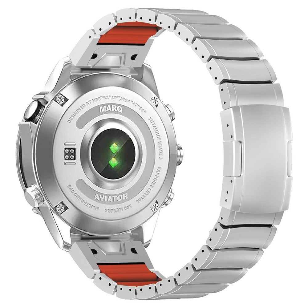 Universal Garmin 26mm QuickFit EIDERWOOD Titanium Reim m. Farget Silikon - Sølv / Oransje