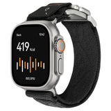 Apple Watch (42/44/SE/45/46/49mm) Aulumu C03 Nylon Stropp - Sølv / Svart