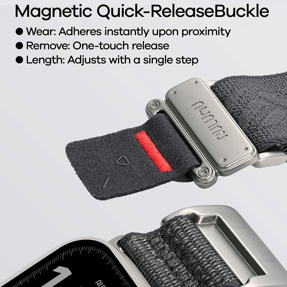 Apple Watch (42/44/SE/45/46/49mm) Aulumu C03 Nylon Stropp - Sølv / Svart