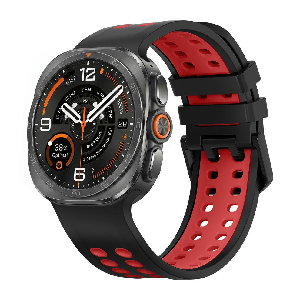 Samsung Galaxy Watch Ultra 2 / Ultra (47mm) Silikon Reim m. Ventilasjonshull - Svart / Rød