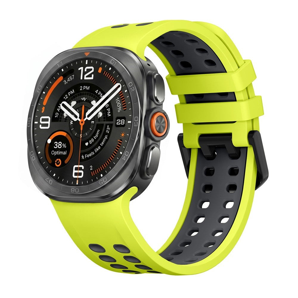 Samsung Galaxy Watch Ultra 2 / Ultra (47mm) Silikon Reim m. Ventilasjonshull - Gul / Grå