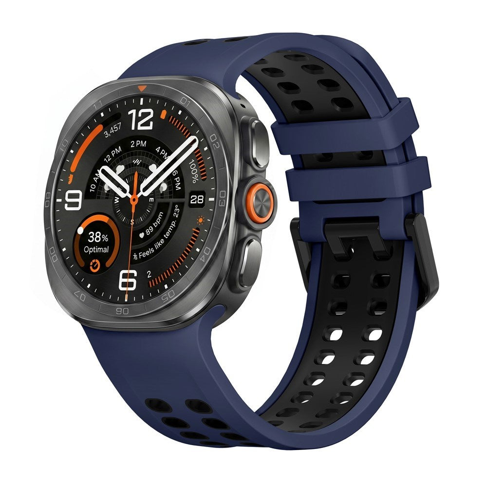 Samsung Galaxy Watch Ultra 2 / Ultra (47mm) Silikon Reim m. Ventilasjonshull - Blå / Svart