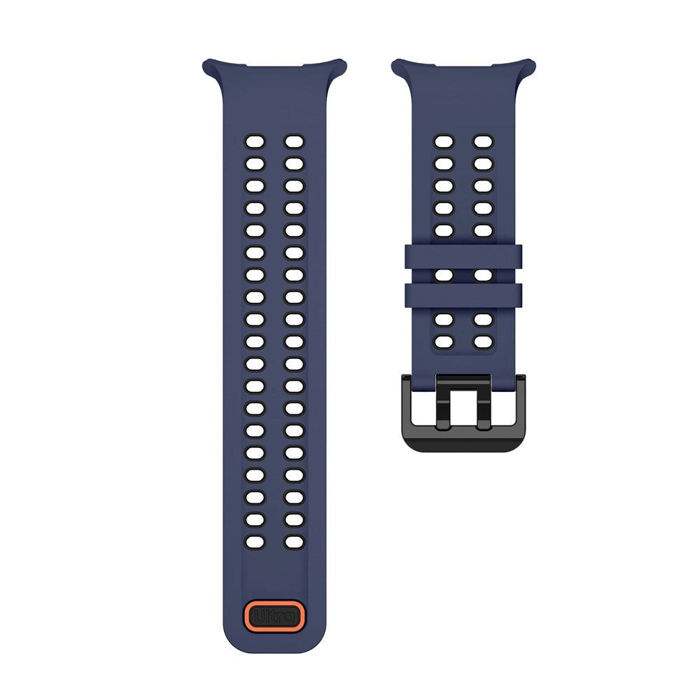 Samsung Galaxy Watch Ultra 2 / Ultra (47mm) Silikon Reim m. Ventilasjonshull - Blå / Svart