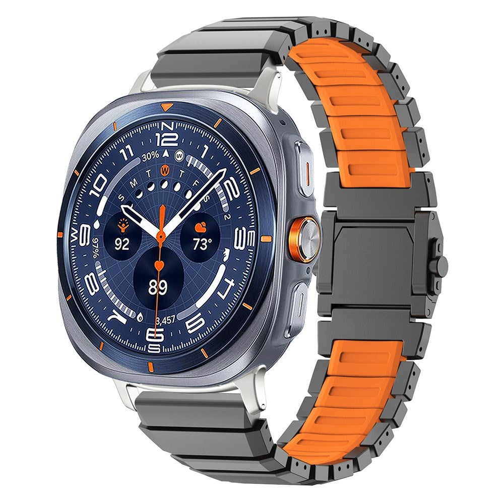 Samsung Galaxy Watch Ultra 2 / Ultra (47mm) Magnetisk Metall Reim m. Silikon - Grå / Oransje
