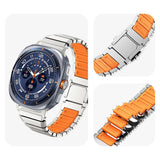 Samsung Galaxy Watch Ultra 2 / Ultra (47mm) Magnetisk Metall Reim m. Silikon - Grå / Oransje