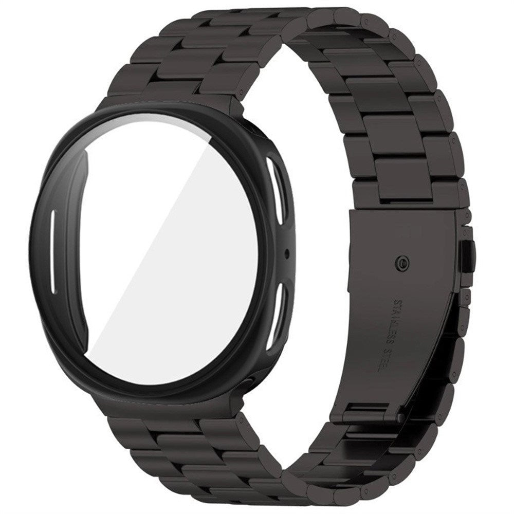 Samsung Galaxy Watch 8 / 9 (40mm) EIDERWOOD Rustfri Stål Klokkereim m. Plast Deksel & Skjermbeskytter - Svart