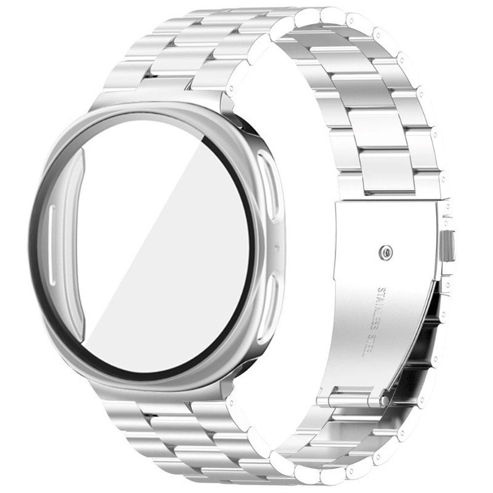 Samsung Galaxy Watch 8 / 9 (40mm) EIDERWOOD Rustfri Stål Klokkereim m. Plast Deksel & Skjermbeskytter - Sølv
