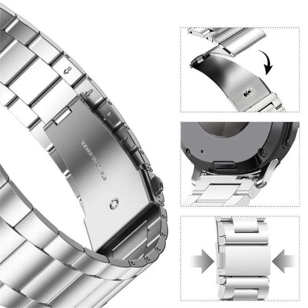 Samsung Galaxy Watch 8 / 9 (40mm) EIDERWOOD Rustfri Stål Klokkereim m. Plast Deksel & Skjermbeskytter - Sølv