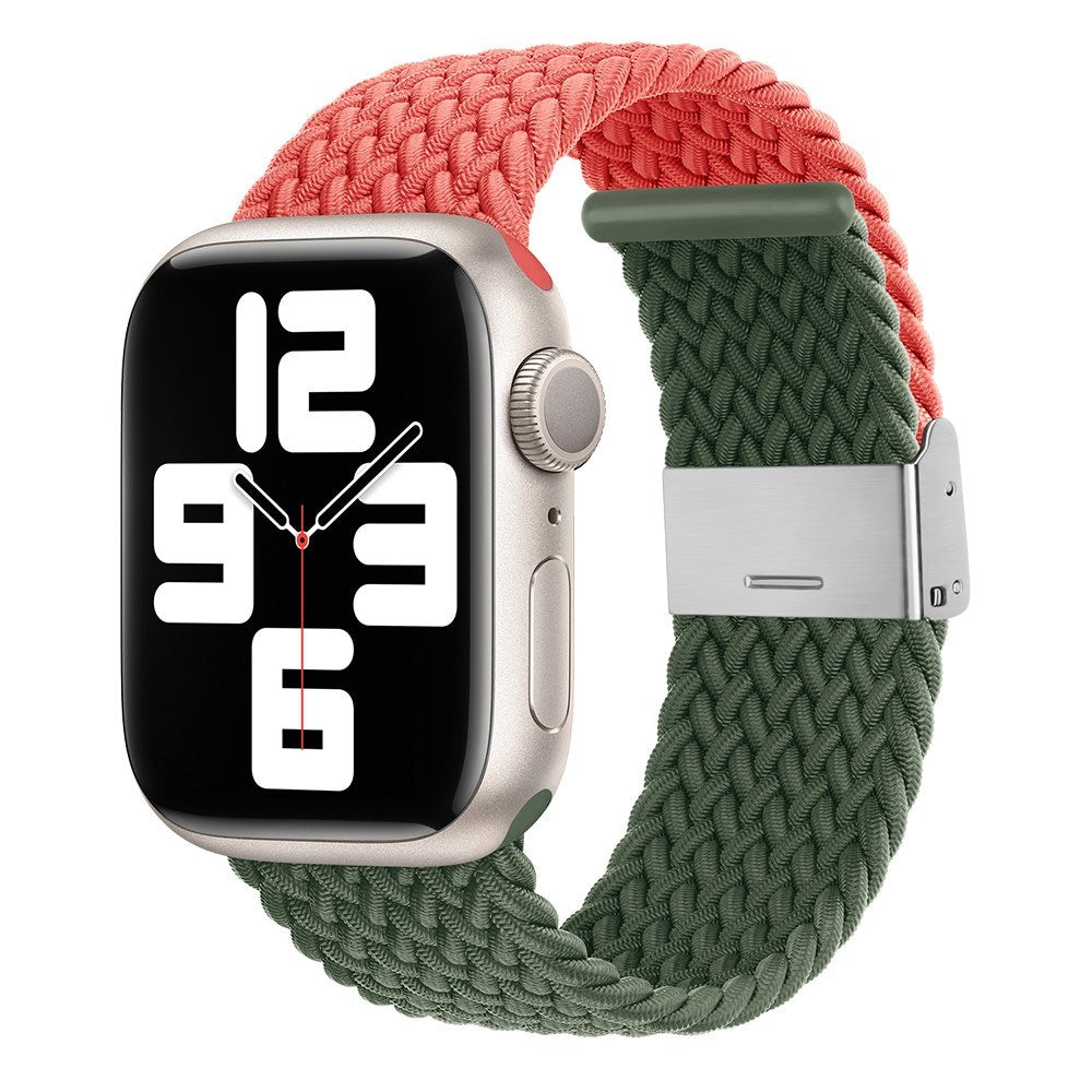 Apple Watch (38/40/SE/41/42 mm) tofarget nylonrem - Oransje / Grønn