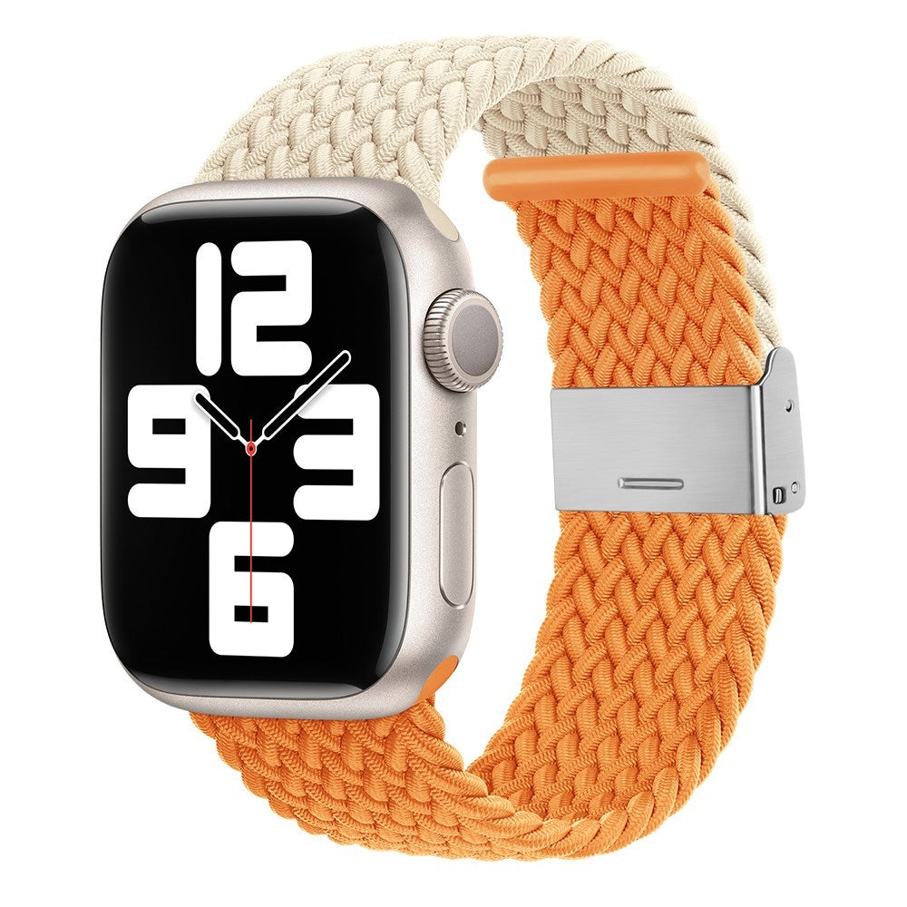 Apple Watch (38/40/SE/41/42 mm) tofarget nylonrem - Beige / Oransje