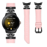 Google Pixel Watch 4 / 3 / 2 / 1 (41mm) Kunstskinn Rem med Svart Rhinstenen Spenne - Rosa
