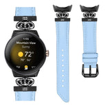 Google Pixel Watch 4 / 3 / 2 / 1 (41mm) Kunstskinn Rem med Svart Rhinstenen Spenne - Blå