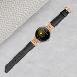 Google Pixel Watch 1 / 2 / 3 (41mm) Kunstskinn Rem med Rose Gold Rhinstenen Spenne - Svart