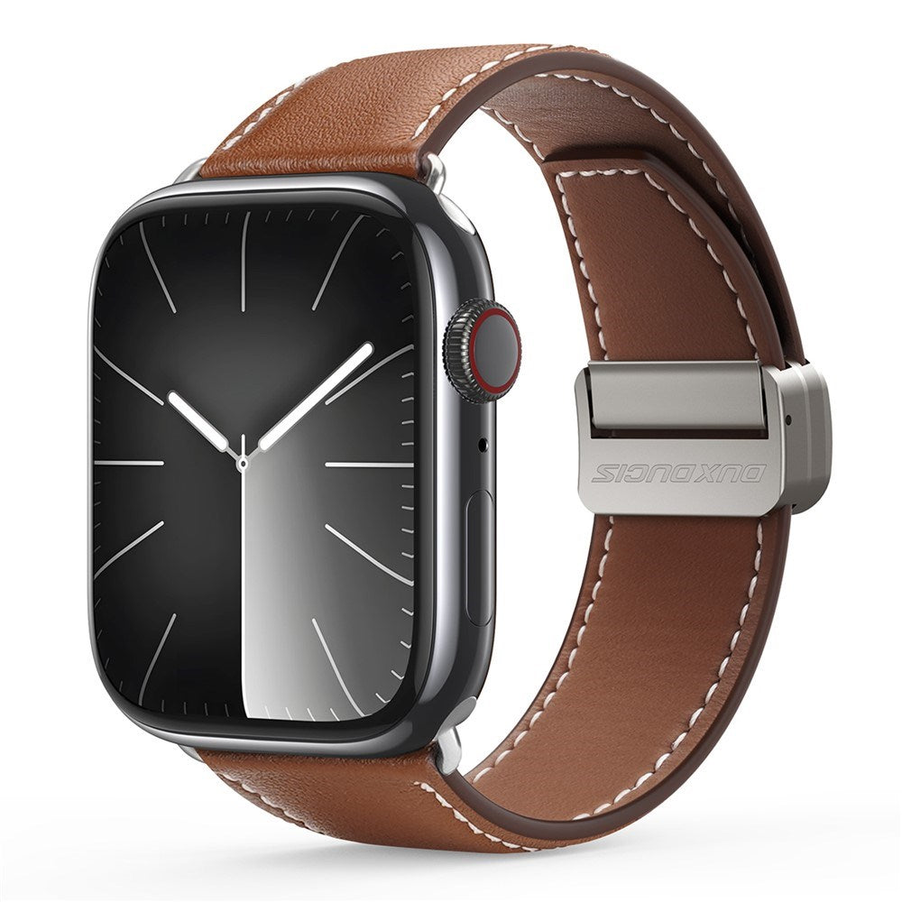 Apple Watch (42/44/SE/45/46/49 mm) DUX DUCIS Klokkerem i Kunstskinn – Brun